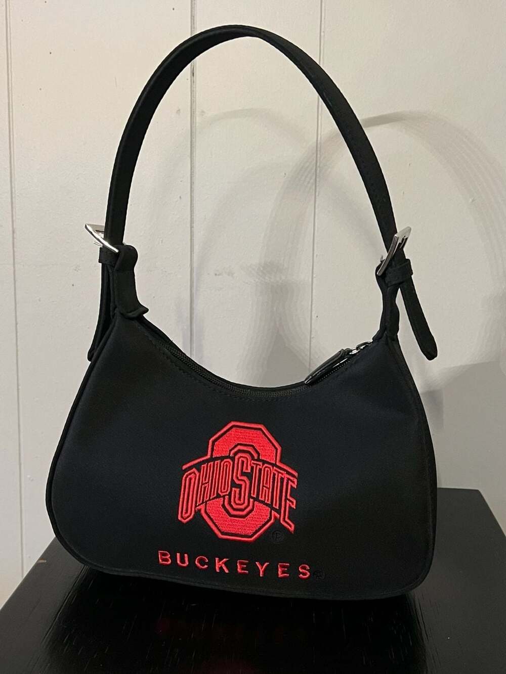 Sandol Ohio State Buckeyes Black Embroidered Nylon Mini Shoulder Bag